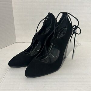 Charles by Charles David black suede statement ankle tie heel